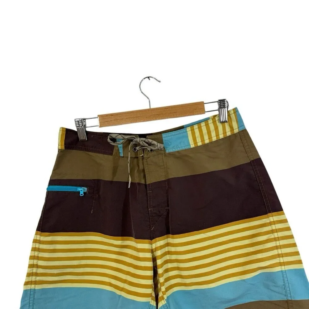 Patagonia 32 Wavefarer Board Shorts Swim Tie Waist Striped Beach Mens